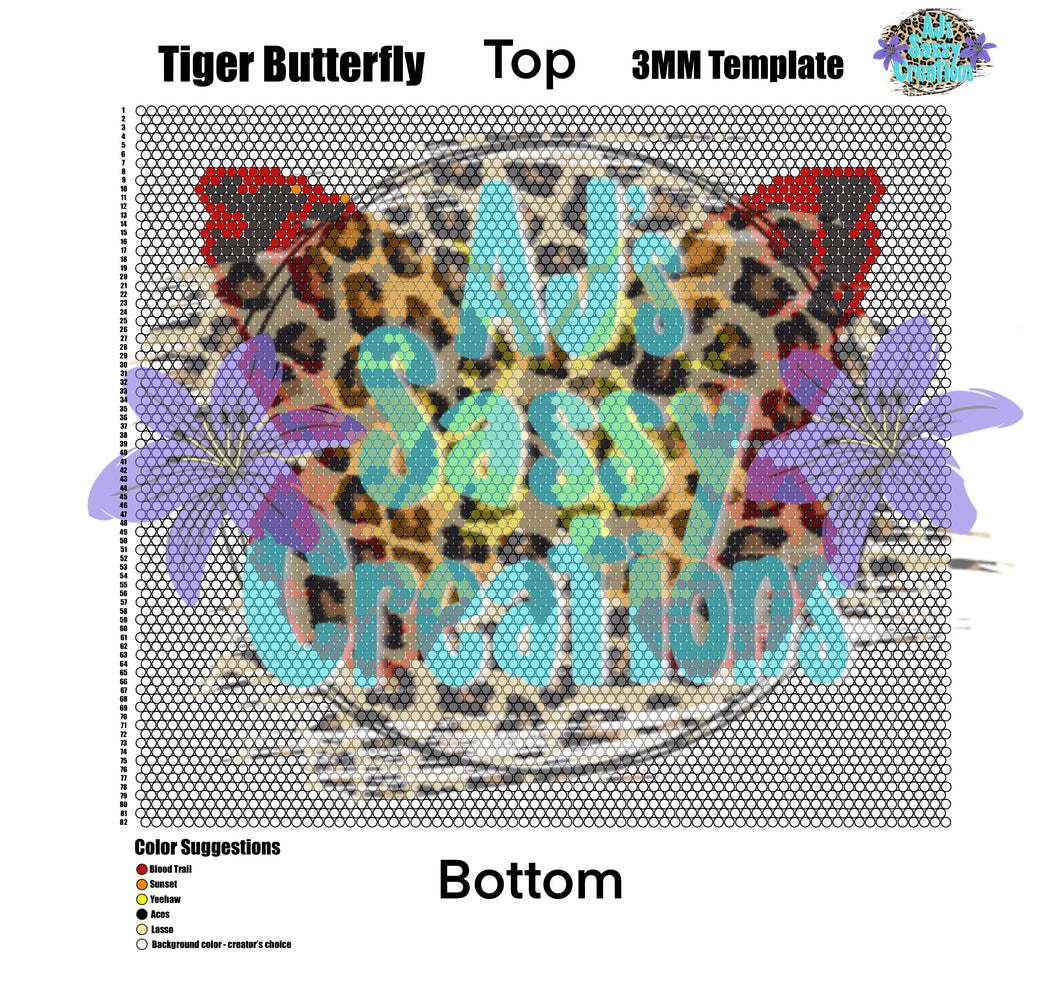3MM Tiger Butterfly Rhinestone Tumbler Template