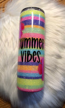 Load image into Gallery viewer, Summer Vibes Striped Glitter Tumbler (20oz)
