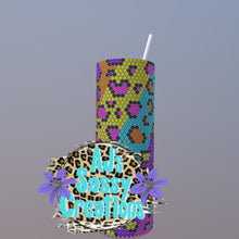 Load image into Gallery viewer, Neon Leopard Print Rhinestone Tumbler Template
