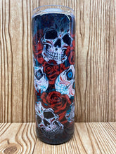Load image into Gallery viewer, Sugar Skull And Roses Glitter Tumbler (20oz)
