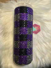 Load image into Gallery viewer, Purple Buffalo Plaid Rhinestone Tumbler (20oz)
